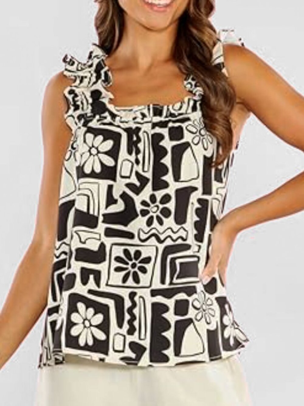 NWT Mud Pie Women's Charlie Ruffle Sleeveless Top Size M